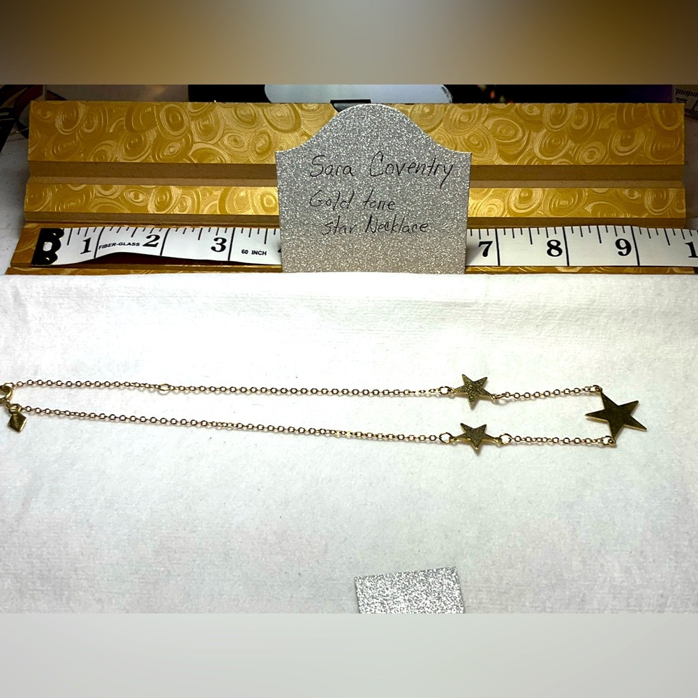 Sara Cov three star gold tone necklace